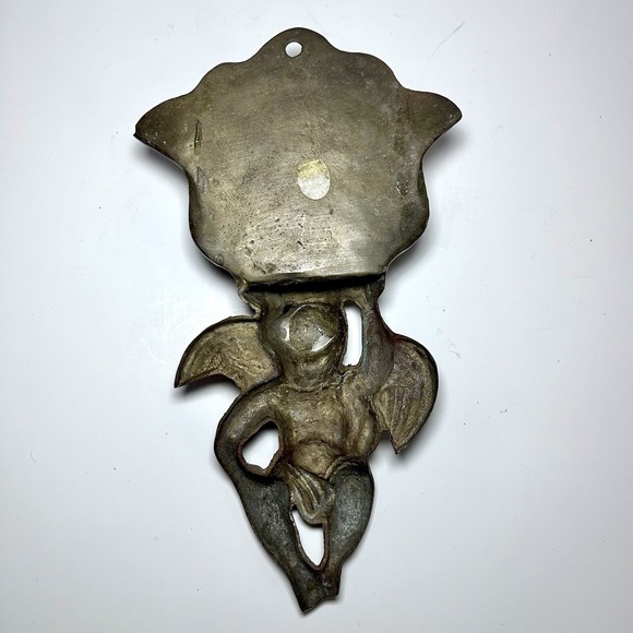 Vintage Brass Cherub Angel Wall Pocket Planter - Picture 2 of 5